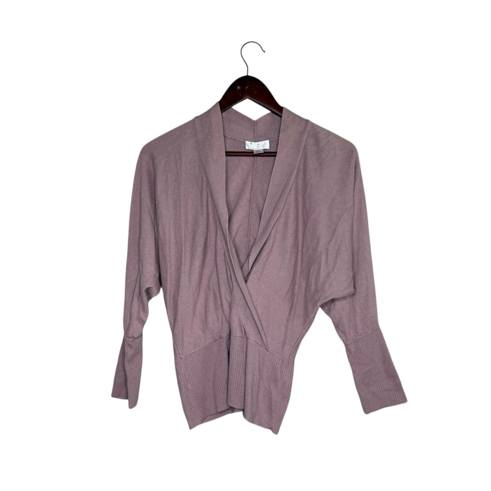 Loft Mauve Angora Knit Wrap Sweater XL Vintage Y2K Ballet Preppy
